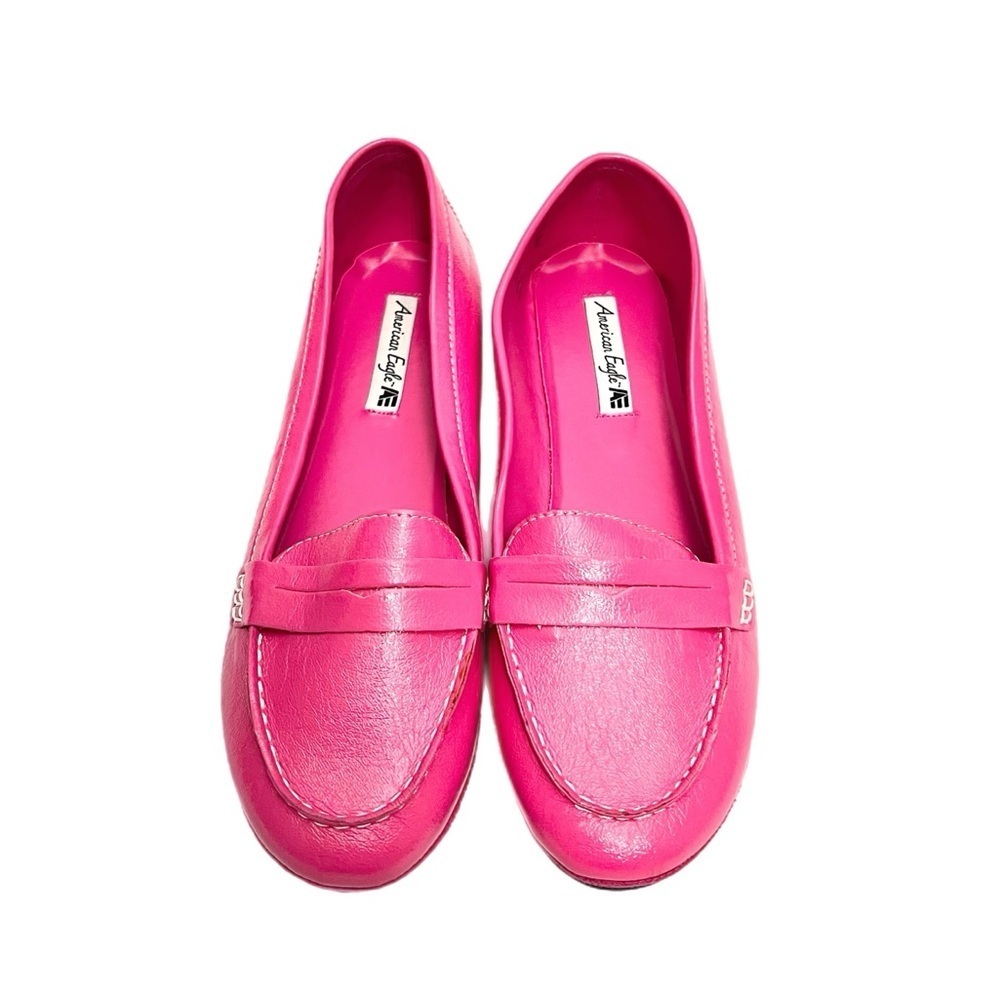 Vintage Y2K deadstock fuchsia vegan leather penny loafer slip ons